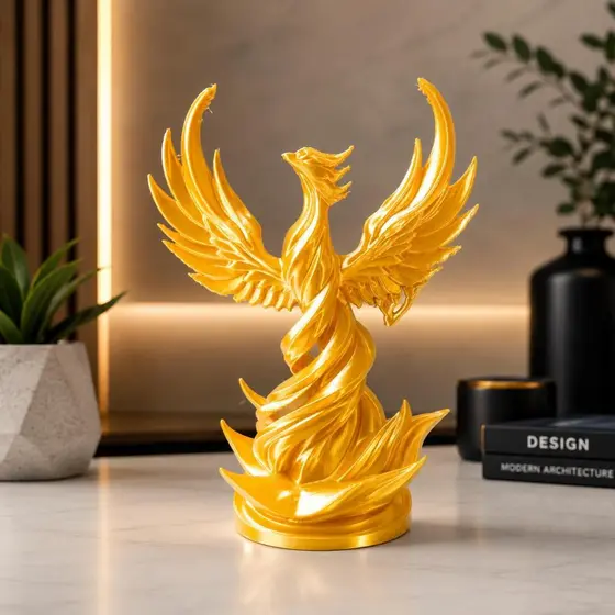 Escultura Fênix Decorativa Estátua Fenix Renascimento Moderna Elegante Escultura Fênix Estátua Fênix Ave