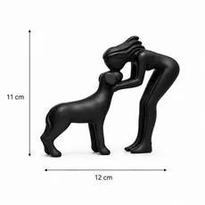 scultura Mulher e Cachorro laço eterno Estátua Decorativa Minimalista Pet amor
