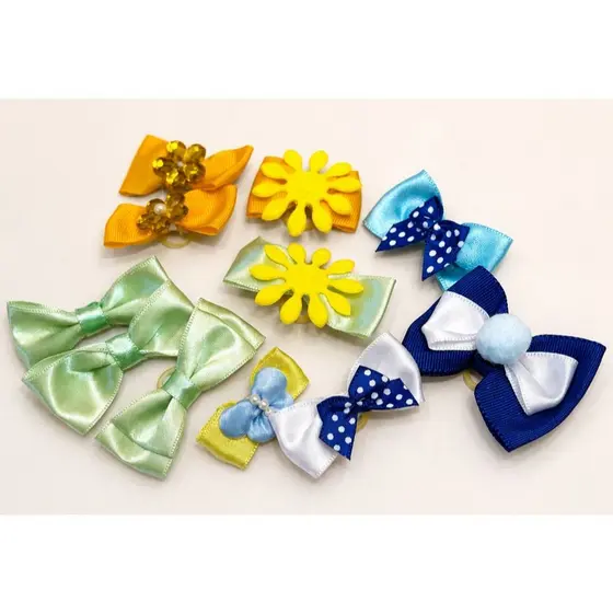 Lacinhos pet cores copa verde amarelo azul e branco (kit com 10 unidades)