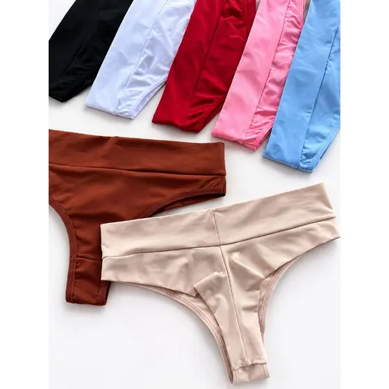 Kit Calcinha Cos Duplo Alto e Fio Duplo Segura Barriga Não Marca Confortavel Dia Dia Poliamida
