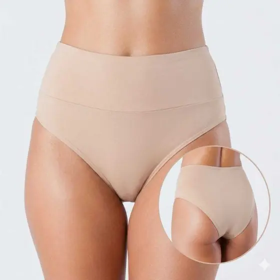 Kit Calcinha Cintura Alta Gestante Pós-Parto Elastico Segura Barriga Hot Pants Calçola Poliamida
