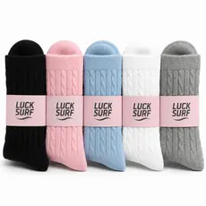 Kit 5 Pares Meias Femininas Algodão Academia LUCK SURF Confortável
