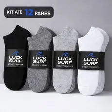 Kit até 12 Pares Meias Soquete Unissex Luck Surf Macia Confortável