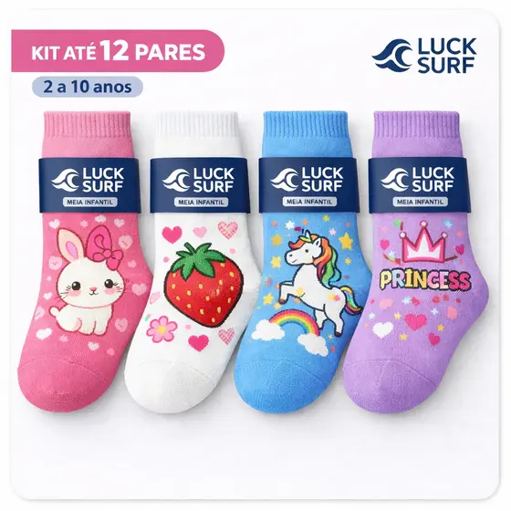 Meias Infantis Menina Luck Surf 2 a 10 Anos