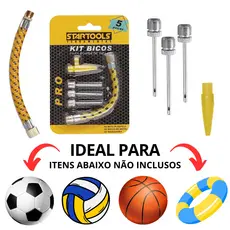 kit Bico de Bomba de Encher Bola Boia Piscina Agulha Rosqueável 5 Peças
