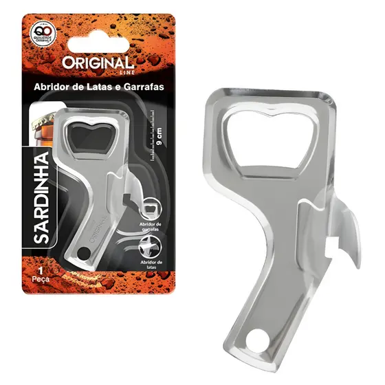 Abridor de Lata e Garrafa Aço Inox 9cm Cerveja