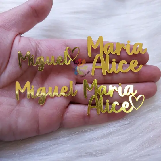 Aplique Nome Lamicote Dourado Personalizado Lembrancinhas Vários Tamanhos 250g
