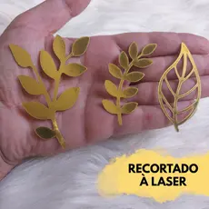 Folhas Ramos de Papel Lamicote 250gr Dourado Topo de bolo Decoração
