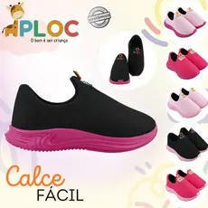 Tênis Infantil Anatômico Calce Fácil Passeio Caminhada Escola Menina PLOC P26 PRETO