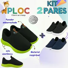 KIT 02 PARES TÊNIS INFANTIL: TÊNIS PLAY P26 COR A ESCOLHER + IATE ADICIONAL - PLOC ORIGINAL