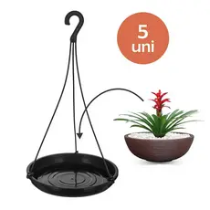 5 Prato com alça para vaso de planta  preto samambaia jardim decoração