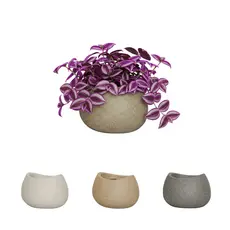 Vaso Decorativo Texturizado Oval 16 Areia Granito Cimento Jardim Plantas Cachepo