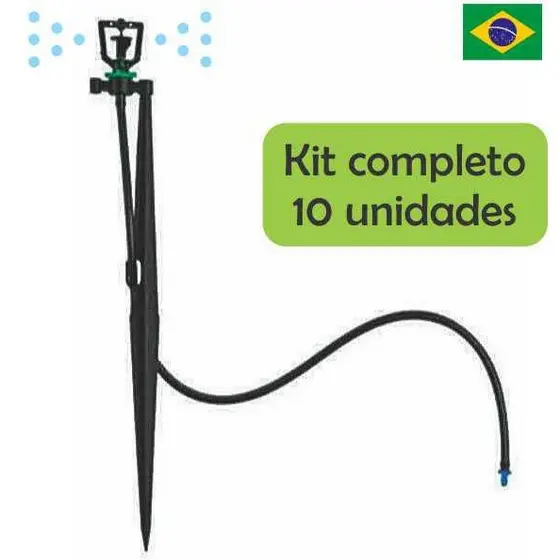 Kit 10 Micro Aspersor Bailarina com Haste Irrigação Hortas Jardim Plantas