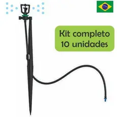 Kit 10 Micro Aspersor Bailarina com Haste Irrigação Hortas Jardim Plantas