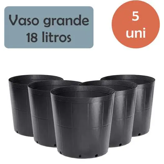 5 Vaso para Plantas Grande 18 Litros Flexivel Mudas Jardinagem Cultivo Nutriplan