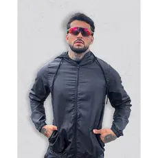 Corta Vento Jaqueta Masculina Repele Água Gola Alta Academia Treino Fitness Resistente Capuz