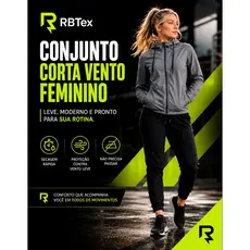 Conjunto Jaqueta Corta-Vento Impermeável Feminina com Calça Jogger Toque Macio - Proteção Antí Odor