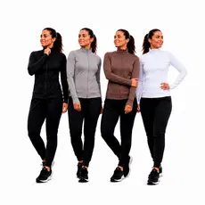 Jaqueta Feminina Esportiva Fitness Alta Performance Zíper Treino Com Dedal Slim Fit Academia Casaquinho UV50+