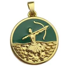 Pingente Oxóssi Orixá banhado a Ouro 18k Umbanda Candomblé