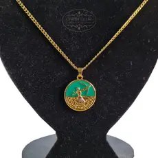Kit Pingente Oxóssi Banhado a Ouro 18k Umbanda Candomblé + Corrente 60cm