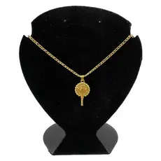 Kit Pingente Espelho de Oxum Banhado a Ouro 18k + Corrente 60cm Umbanda Candomblé