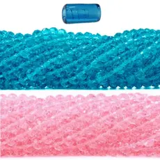 100 Missangas Azul Claro transparente 100 Cristal Rosa claro Transparente 8mm + Firma azul P/ Guia Erê umbanda candomblé