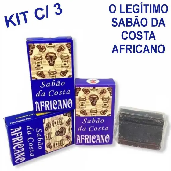 KIT 3 UN. SABÃO DA COSTA AFRICANO LEGITIMO Limpeza Espiritual Umbanda Candomblé
