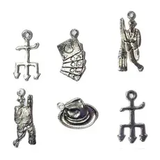 Kit 6 Pingentes Entidade Orixás - Zé Pilintra Prata para guias, pulseiras, colares, artesanatos | Umbanda Candomblé