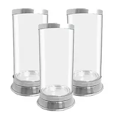 Kit com 3 Suporte de Velas, Porta velas de 7 dias, Protetor de Vela, Castiçal Transparente