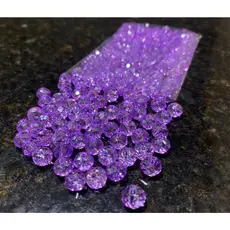 200 Missangas de cristal 8mm Lilás Transparente guia umbanda candomblé
