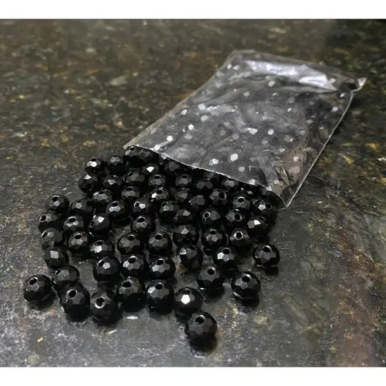 200 Missangas de cristal 8mm Preto Leitoso guia umbanda candomblé