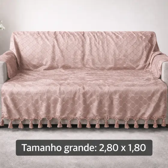 Manta para Sofá Grande 2,80x1,80 Jacquard com Franjas Protetor de Sofá Decorativo