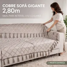 Manta para Sofá Grande 2,80x2,50 Jacquard | Cobre até 2,40m | Decorativa e Protetora