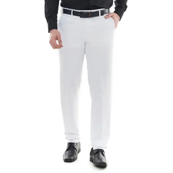 Calça Social Branca Lisa Basica Calça de Terno Executiva Tecido Panamá