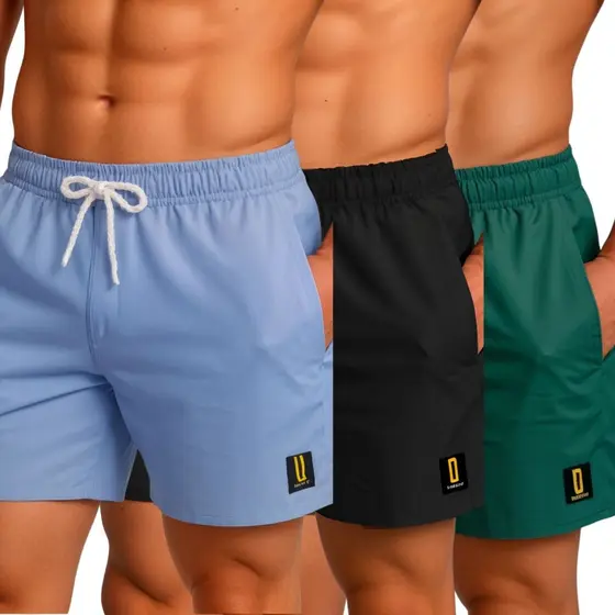 Kit 3 Shorts Masculinos Academia Bermuda Fitness Confort谩vel Treino e Dia a Dia Premium Sortidos