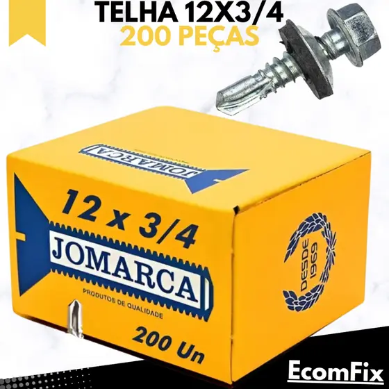 Parafuso Para Telha Auto Brocante Sextavado 5,5x19mm (12x3/4) 200 Peças - JOMARCA