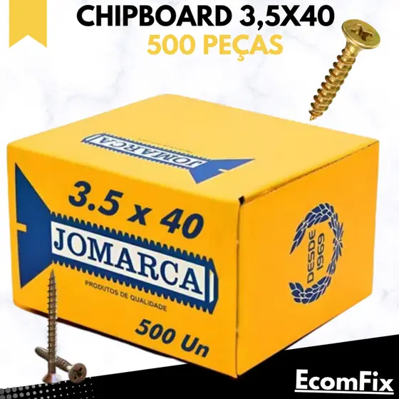 Parafuso Chipboard 3,5 X 40  Chata Phillips para Madeira - Caixa Com 500 Peças - JOMARCA