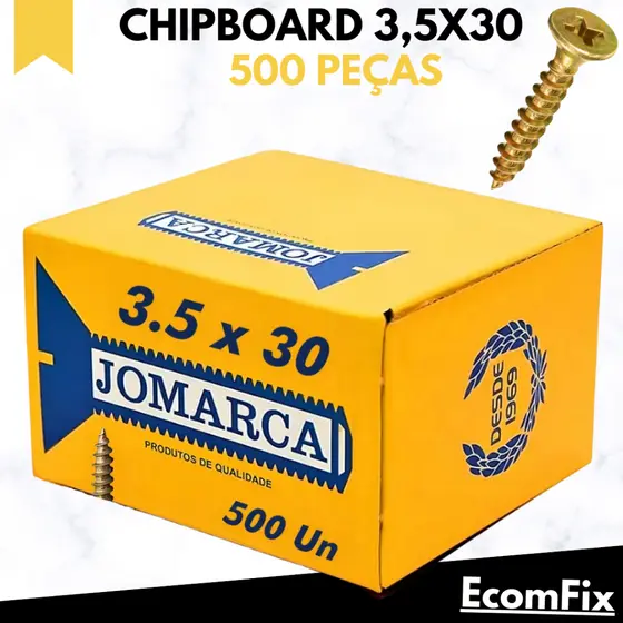 Parafuso Chipboard 3,5 X 30  Chata Phillips para Madeira - Caixa Com 500 Peças - JOMARCA