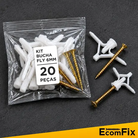 Bucha para Drywall com Parafuso 6mm e 8mm Alta Fixação em Gesso  Escolha o Tamanho