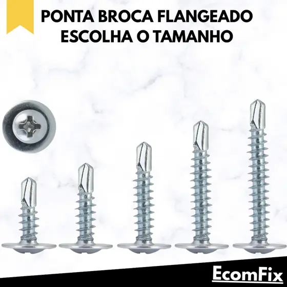 Parafuso Auto Brocante Flangeado Phillips Para Metalon Drywall Steel Frame - Escolha o Tamanho