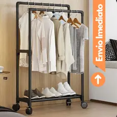 Estante Cabideiro Duplo Arara Guarda Roupas Sapateira Rack Organizadora