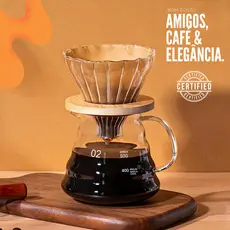 Cafeteira de Vidro Borossilicato Com Tampa e Filtro 600ml Conjunto Passador De Café Jarro Vidro V60 P/ Cozinha