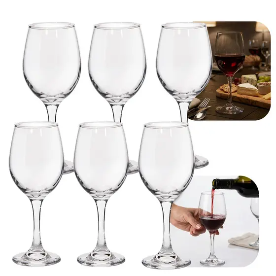 Jogos de Taças de Vidro Premium Resistente para Vinho e Água 330ml - Design Moderno Drink Coquetel