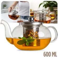 Chaleira Bule De Vidro Com Infusor Inox Chá Café 600ml