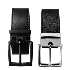 2 Cintos Masculino de Couro Fivela de Metal Regulavél Social Casual Largo