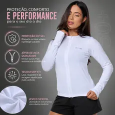 CASACO JAQUETA FEMININA ESPORTIVA DRY FIT UV 50+ ZÍPER SLIM FITNESS CAMINHADA TREINO ACADEMIA