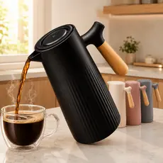 Garrafa Termica Cabo Madeira 1 Litro Gourmet Mesa Posta Nórdica Café Chá Leite