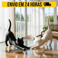 Escultura Gato Geométrico Enfeite Sala Rack Estante Centro De Mesa Decoração Moderna