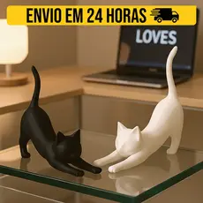 Kit Gatos Minimalistas Decoração Mesa Escritório Quarto Setup Gamer Enfeite Gatinho