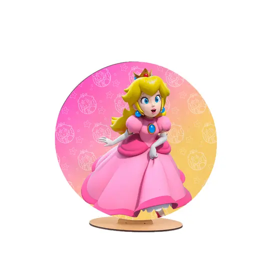 Capa Painel Redondo 50x50cm Sublimado Tema Princesa Peach Jogo Super Mrio Print Gráfico Sublimado Lançamento 2026 HD